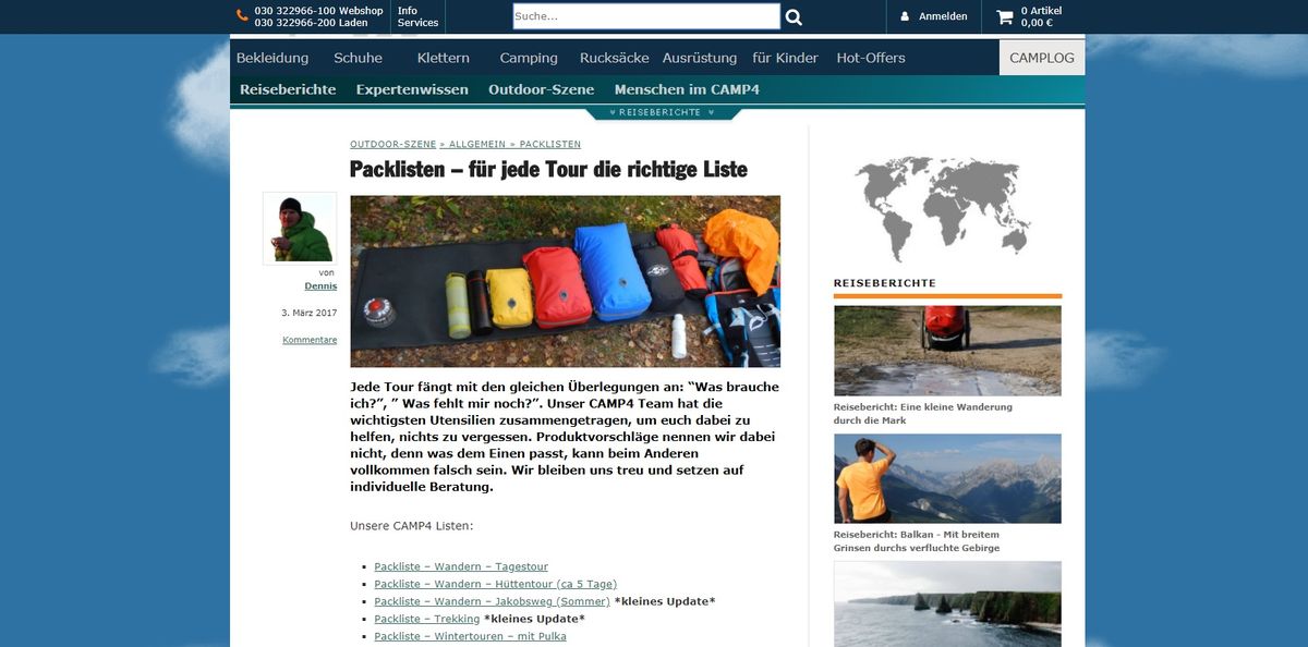 Unsere Packlisten für Deine Tour.
