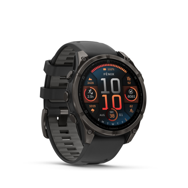 Fenix 8 47mm AMOLED Sapphire Schwarz/Carbongrau - Armband Schwarz