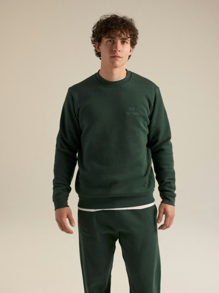 Emblem Fleece Crew-Dark Jade