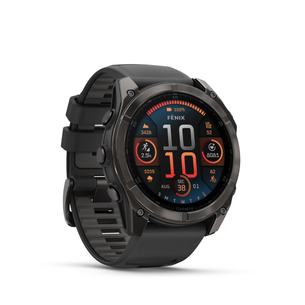 Fenix 8 51mm AMOLED Sapphire Schwarz/Carbongrau - Armband Schwarz