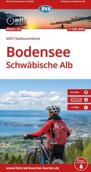 ADFC Fahrradkarte Bodensee / Schwäbische Alb