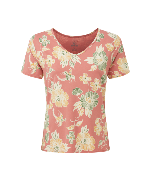 Neha V Neck Tee W Floral Brick Dust