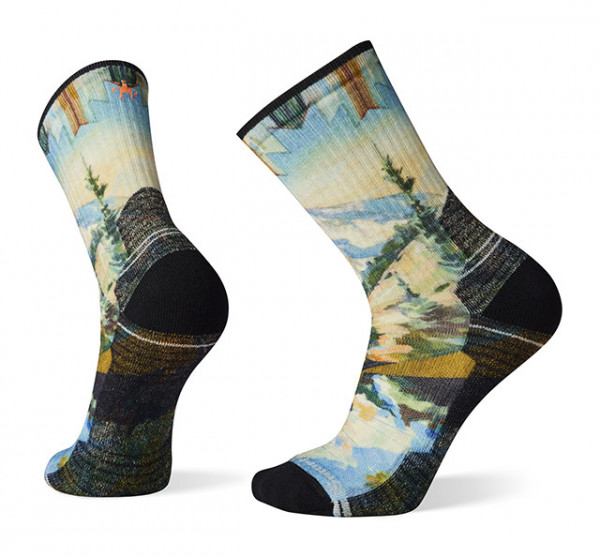 Hike Light Cushion Mountain Print Crew Socks Men