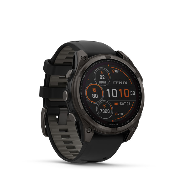 Fenix 8 47mm SOLAR Sapphire Graphit/Carbongrau - Armband Schwarz