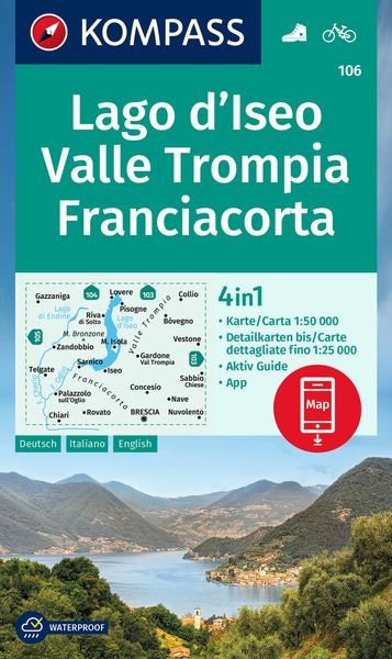 Wanderkarte Lago d'Iseo, Valle Trompia, Franciacorta